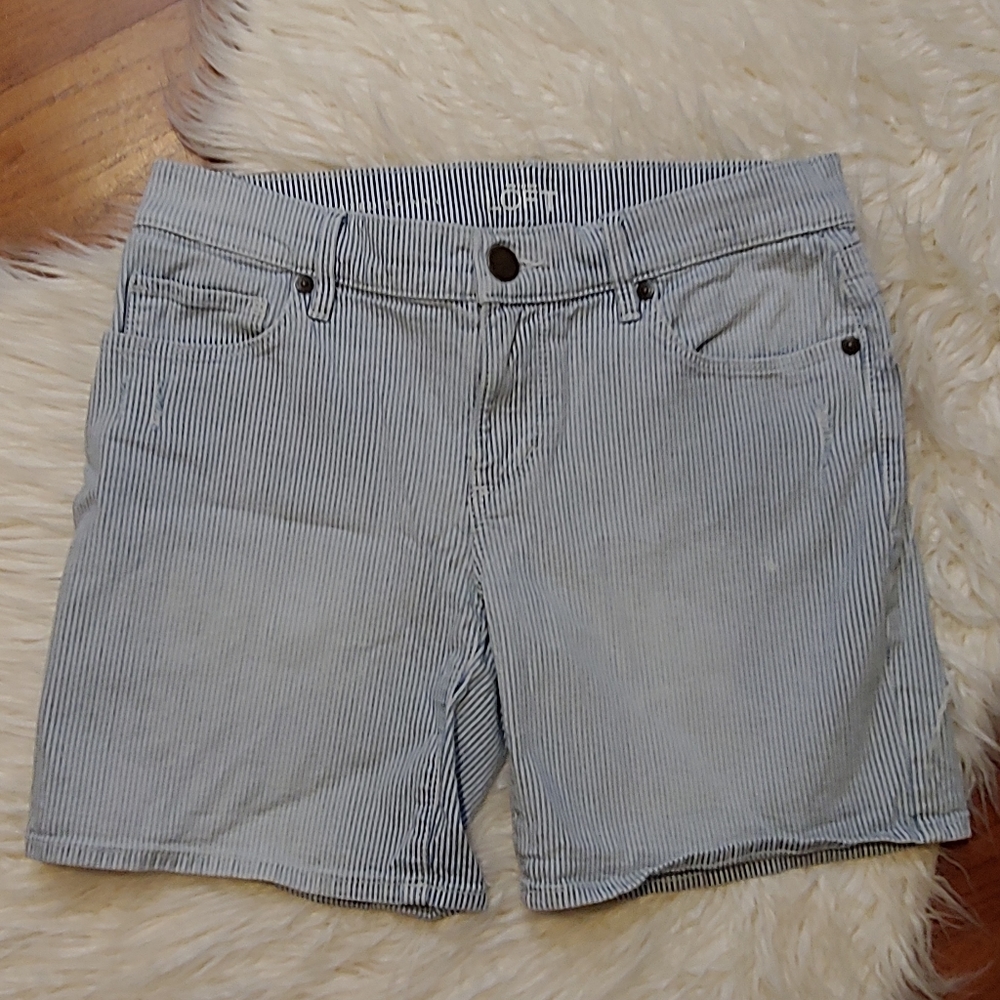 Loft Relaxed Skinny Fit Railroad Striped Shorts